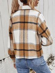 Karierte Kragenjacke mit Brusttaschen