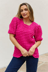 The Why Full Size Bubble textured Puff Sleeve Top