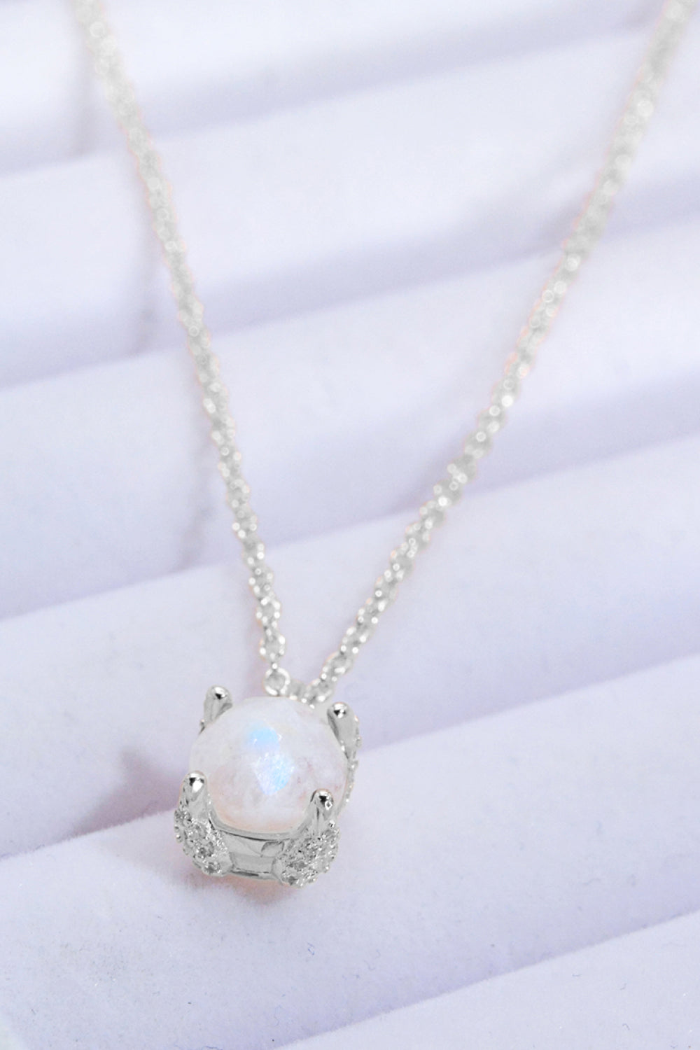Platinum-Plated Natural Moonstone Pendant Necklace
