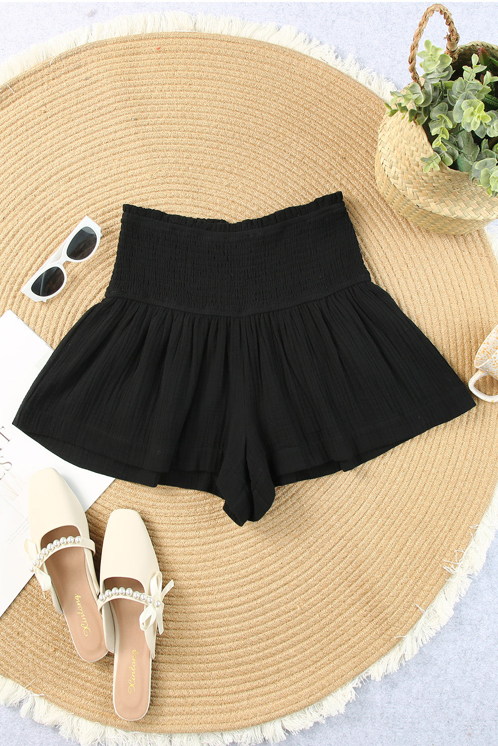 Culotte-Shorts mit gesmoktem Bund