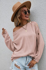 Pullover mit U-Boot-Ausschnitt und Knopfdetail