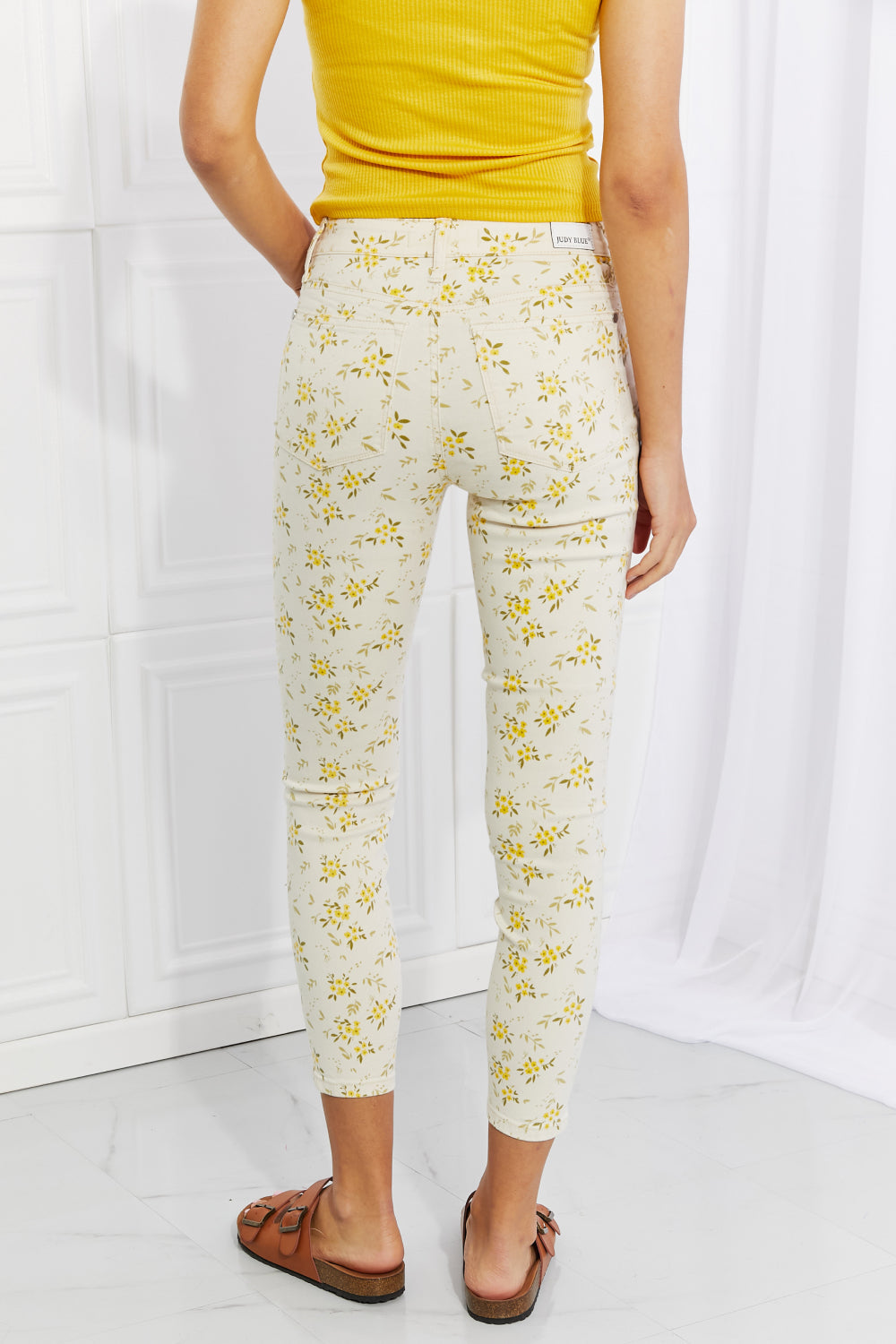 Jean skinny Judy Blue taille réelle à motif floral Golden Meadow