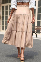 Gestufter Midirock mit elastischer Taille