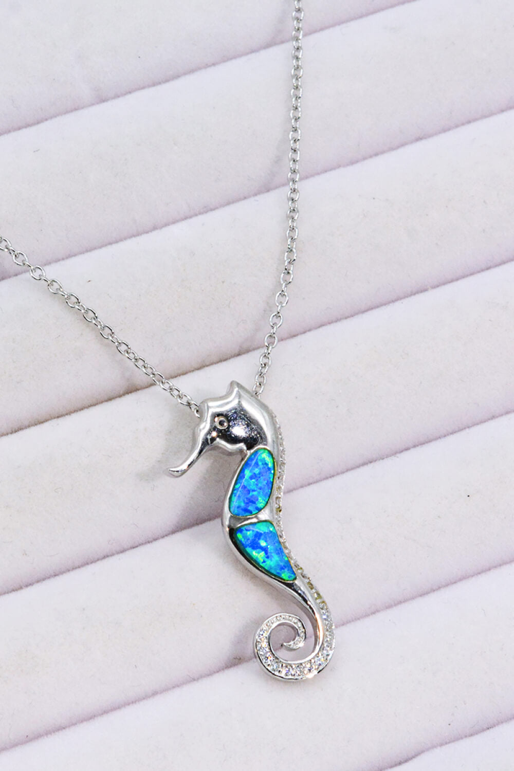 Opal Seepferdchen 925 Sterling Silber Halskette