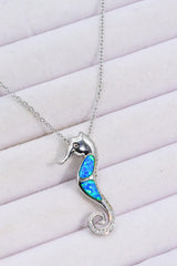 Opal Seepferdchen 925 Sterling Silber Halskette