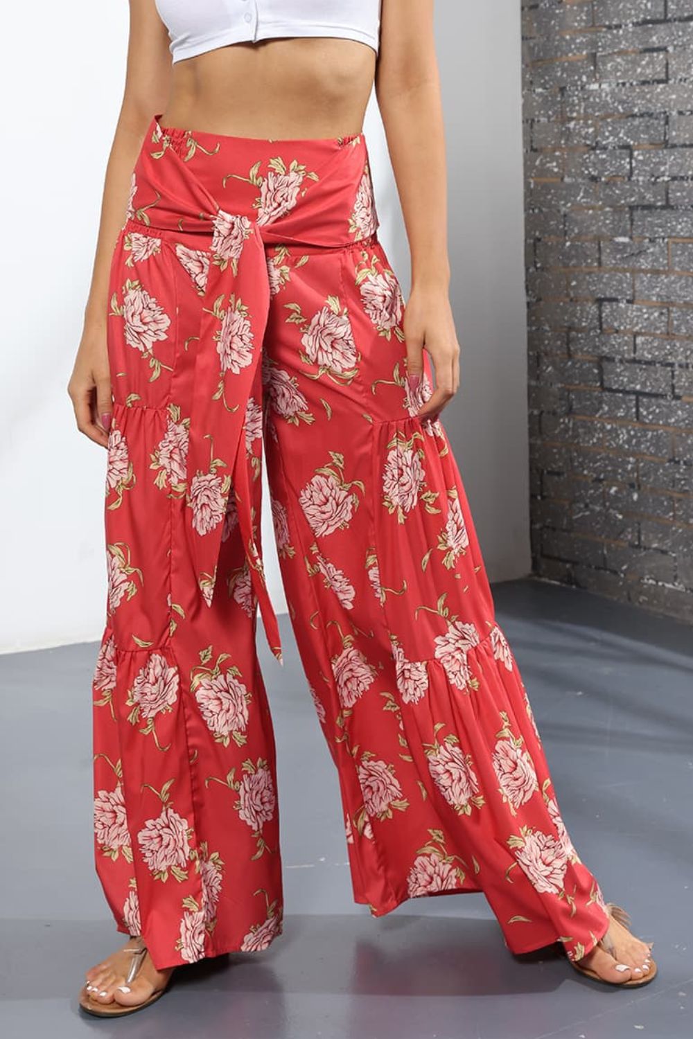 Culotte taille haute nouée imprimée