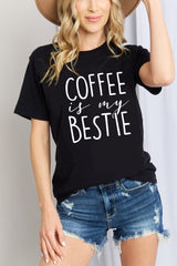 T-shirt graphique en coton Simply Love COFFEE IS MY BESTIE