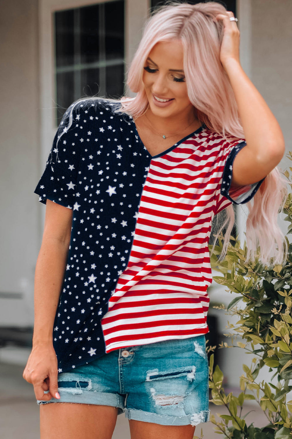 Stars Stripes V-Neck Tee