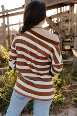 Striped Leopard Long Sleeves T-Shirt