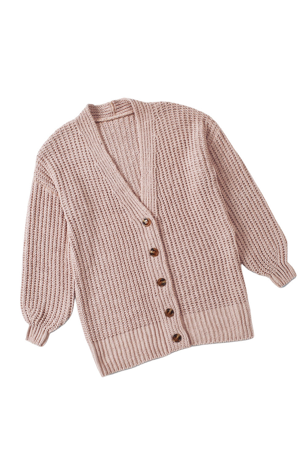 Khakifarbene, einfarbige, lässige Strickjacke mit Knöpfen