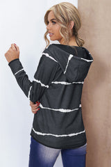 Henley-Hoodie mit Batikmuster
