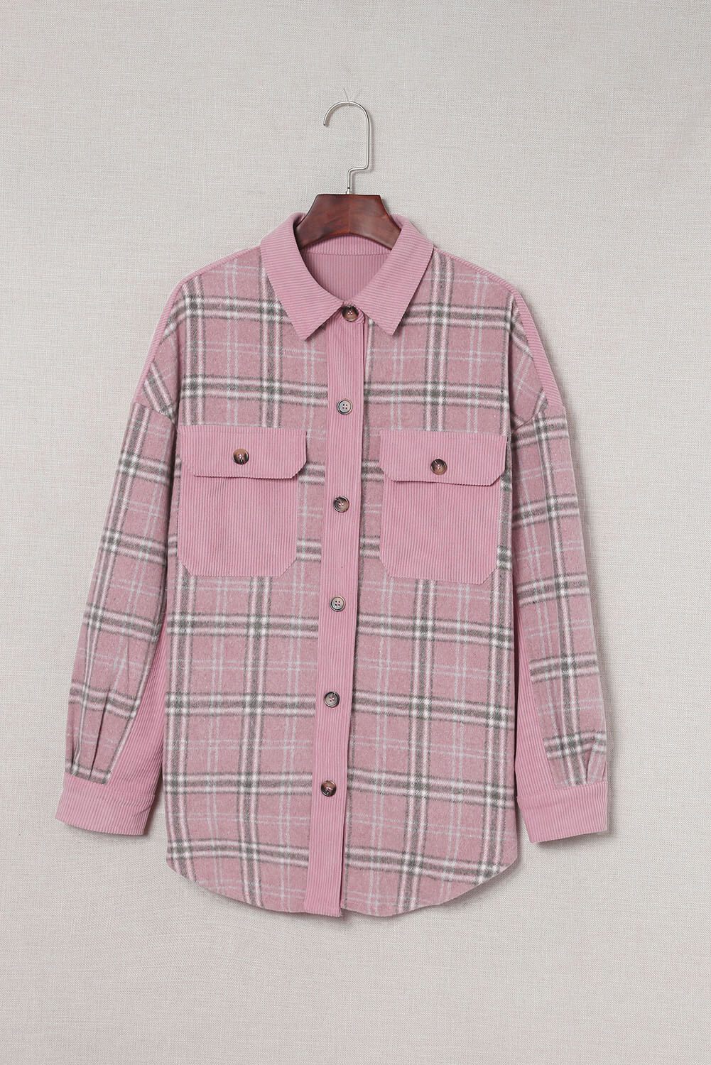 Veste-chemise en velours côtelé à carreaux