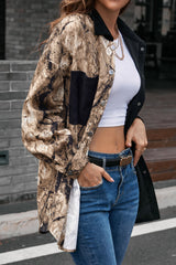 Zweifarbiges Hemd mit gespleißter Button-Down-Tasche