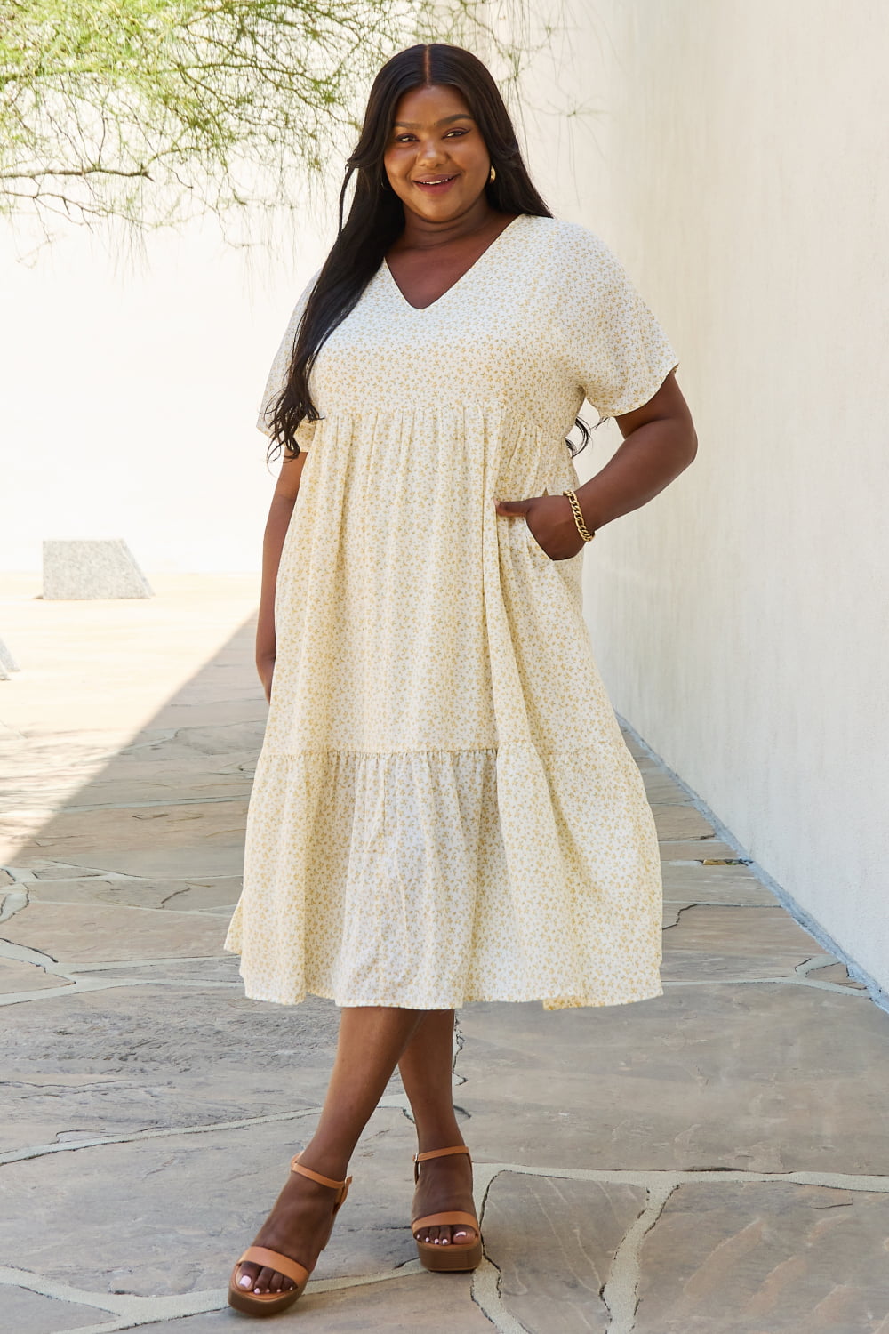 Robe mi-longue à manches kimono HEYSON pour bébé, taille adulte, couleur crème