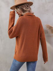 Rippenstrick-Cardigan mit Reißverschluss und Kragen