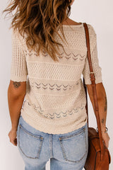 Pull en maille ajourée à manches courtes