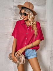 Button Front Dolman Sleeve Shirt