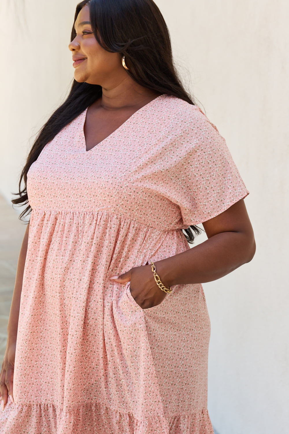 Robe mi-longue à manches kimono HEYSON pour bébé, taille adulte, couleur pêche
