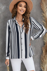 Chemise boutonnée à manches longues et rayures