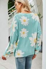 Pullover mit Rundhalsausschnitt und durchbrochenem Gänseblümchen-Print