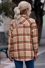 Veste boutonnée à carreaux avec poches poitrine