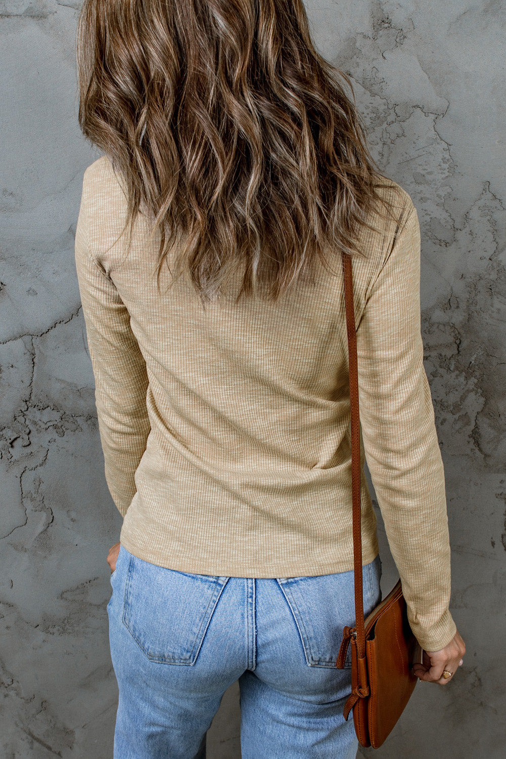 Langärmliges Stricktop mit Kordelzug und Raffdetail
