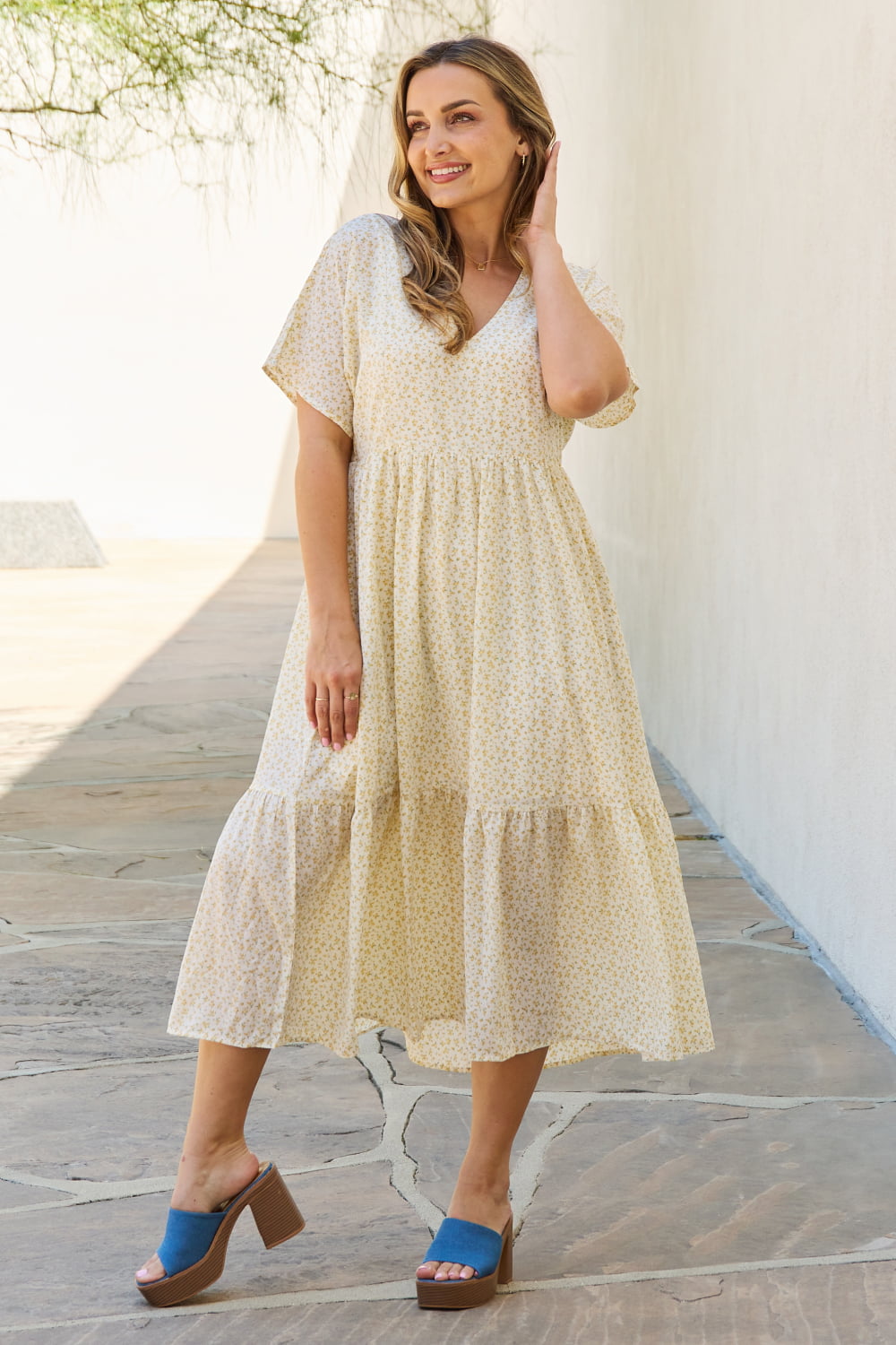 Robe mi-longue à manches kimono HEYSON pour bébé, taille adulte, couleur crème