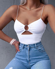 White Hollow out Camisole Top