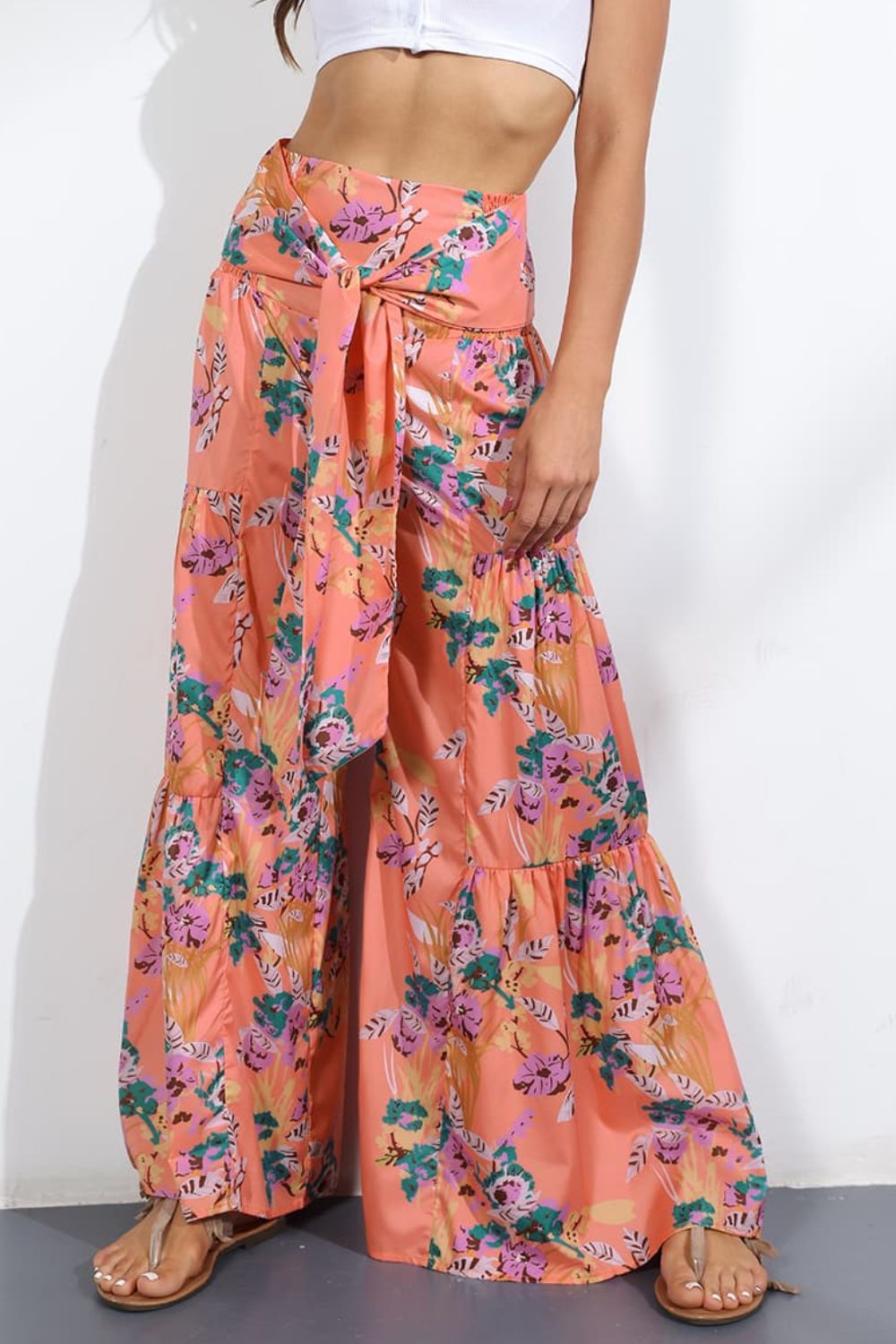 Culotte taille haute nouée imprimée
