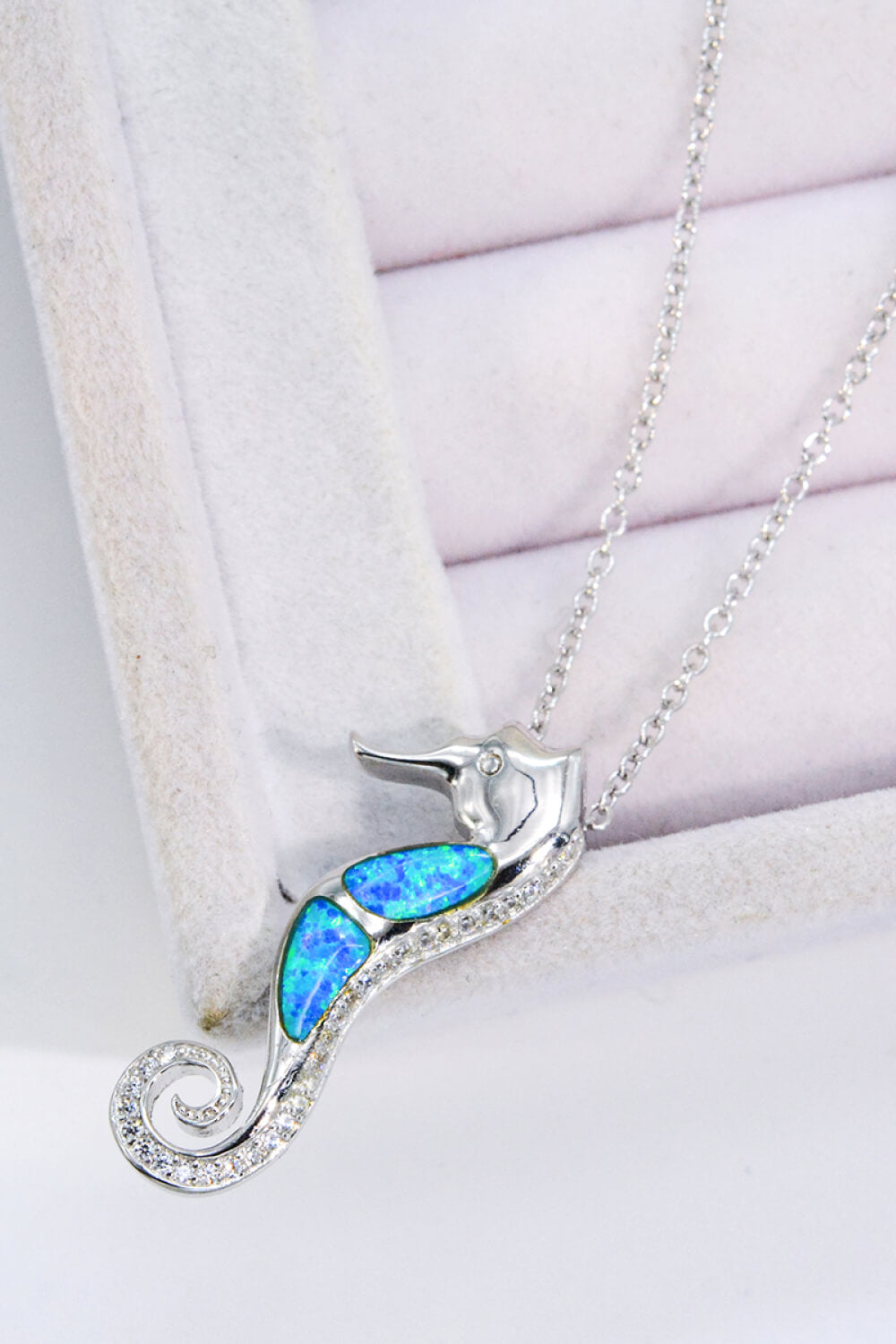 Opal Seepferdchen 925 Sterling Silber Halskette