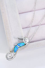 Opal Seepferdchen 925 Sterling Silber Halskette