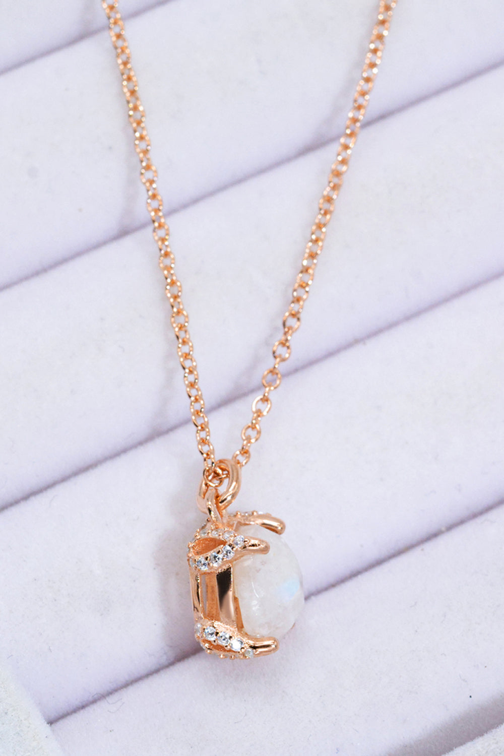 Platinum-Plated Natural Moonstone Pendant Necklace