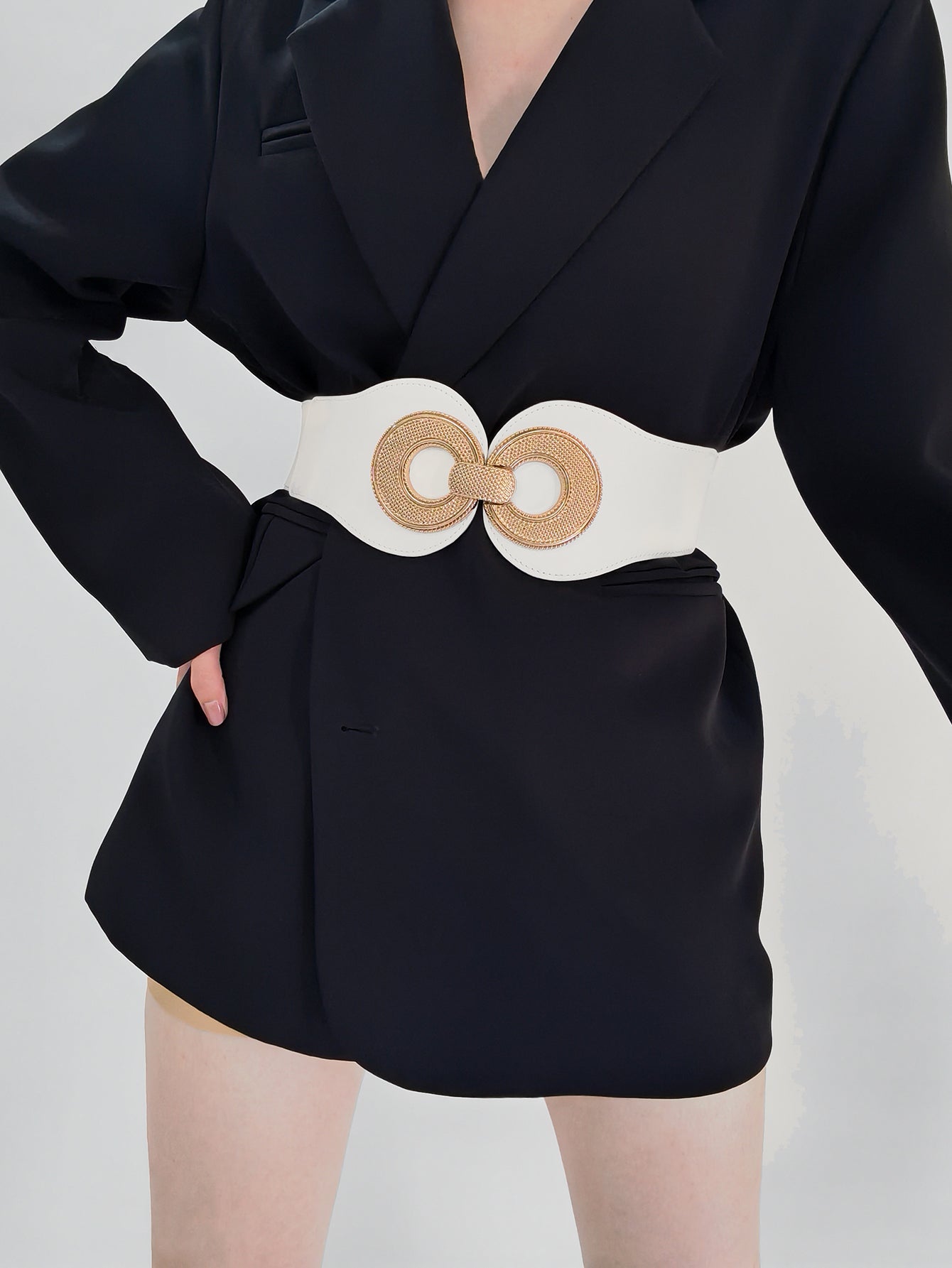 Ceinture élastique en PU avec boucle en alliage