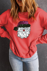 Red Sequin Christmas Santa Graphic Sweatshirt