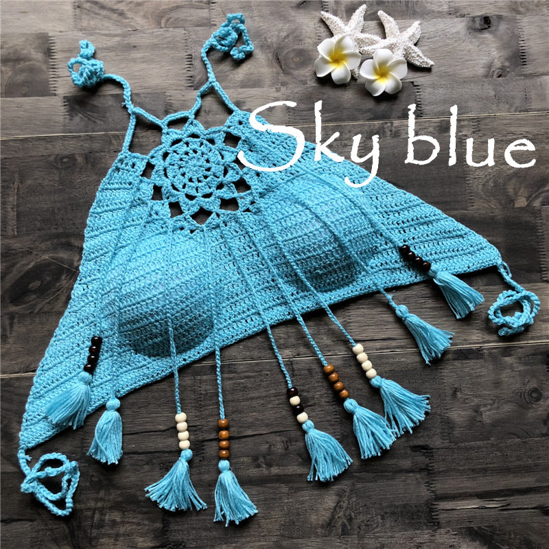 Bikini Handgemachte Quaste Böhmischen Badeanzug Dame Strand Schwimmen Top