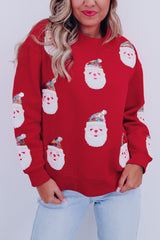 Rotes Sweatshirt mit Weihnachtsmann-Muster und Grafik