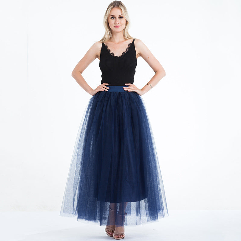 4 Layers 100 Mesh Half-Length Long Skirt Tulle Skirt Gauze Skirt