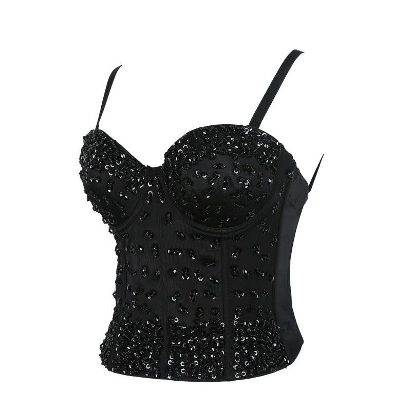 Slimming Corset Beaded Sequ Waist Strap Three Dimensional with Chest Pad Small Heavy Work Vest