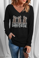 HOPPY EASTER Grafik-Top mit V-Ausschnitt
