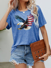 T-shirt graphique avec aigle et drapeau américain