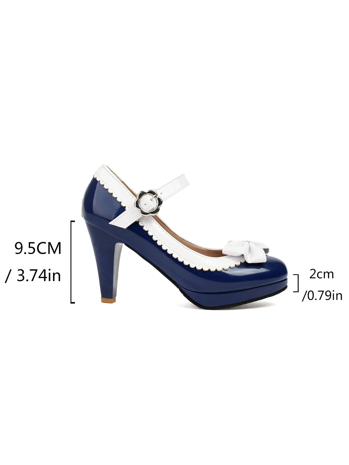 Retro High Heels mit runder Spitze und Schleife