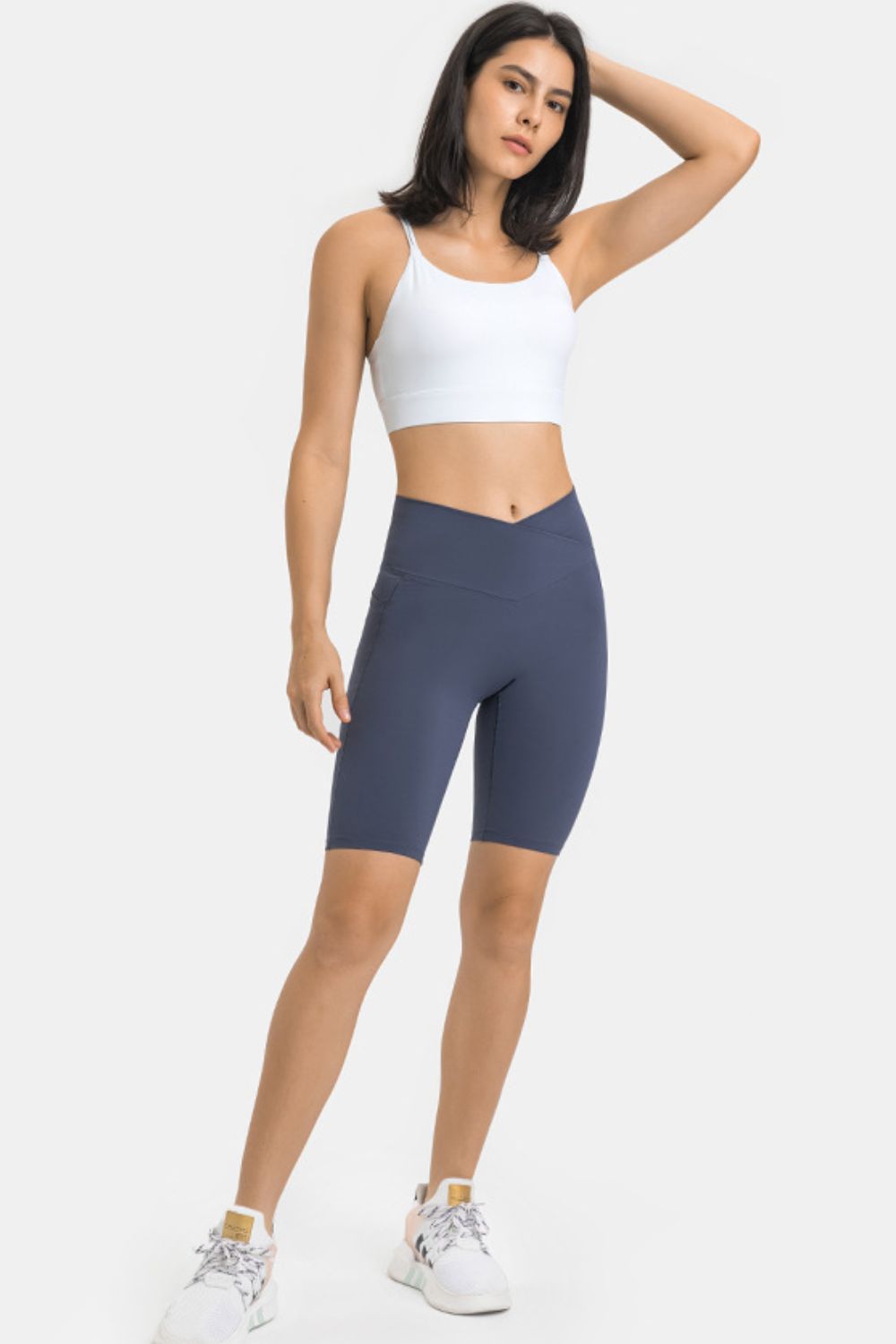 Bikershorts mit hoher Taille und Taschen