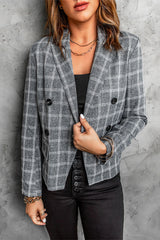 Blazer croisé à carreaux avec poches à rabat
