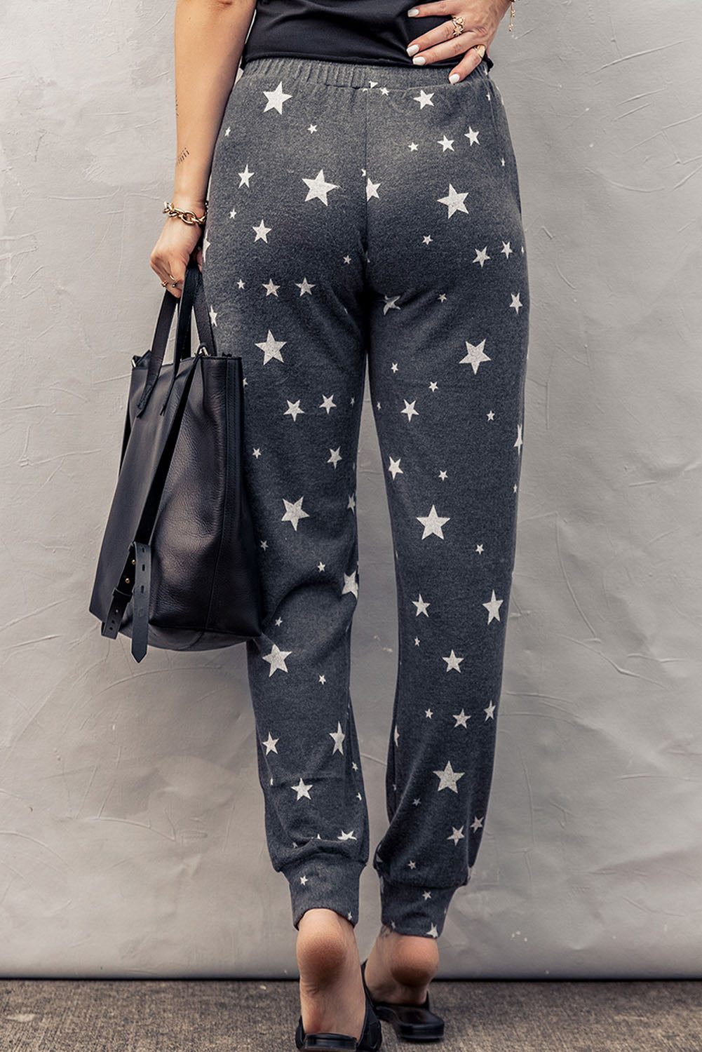 Star Print Elastic Waist Joggers