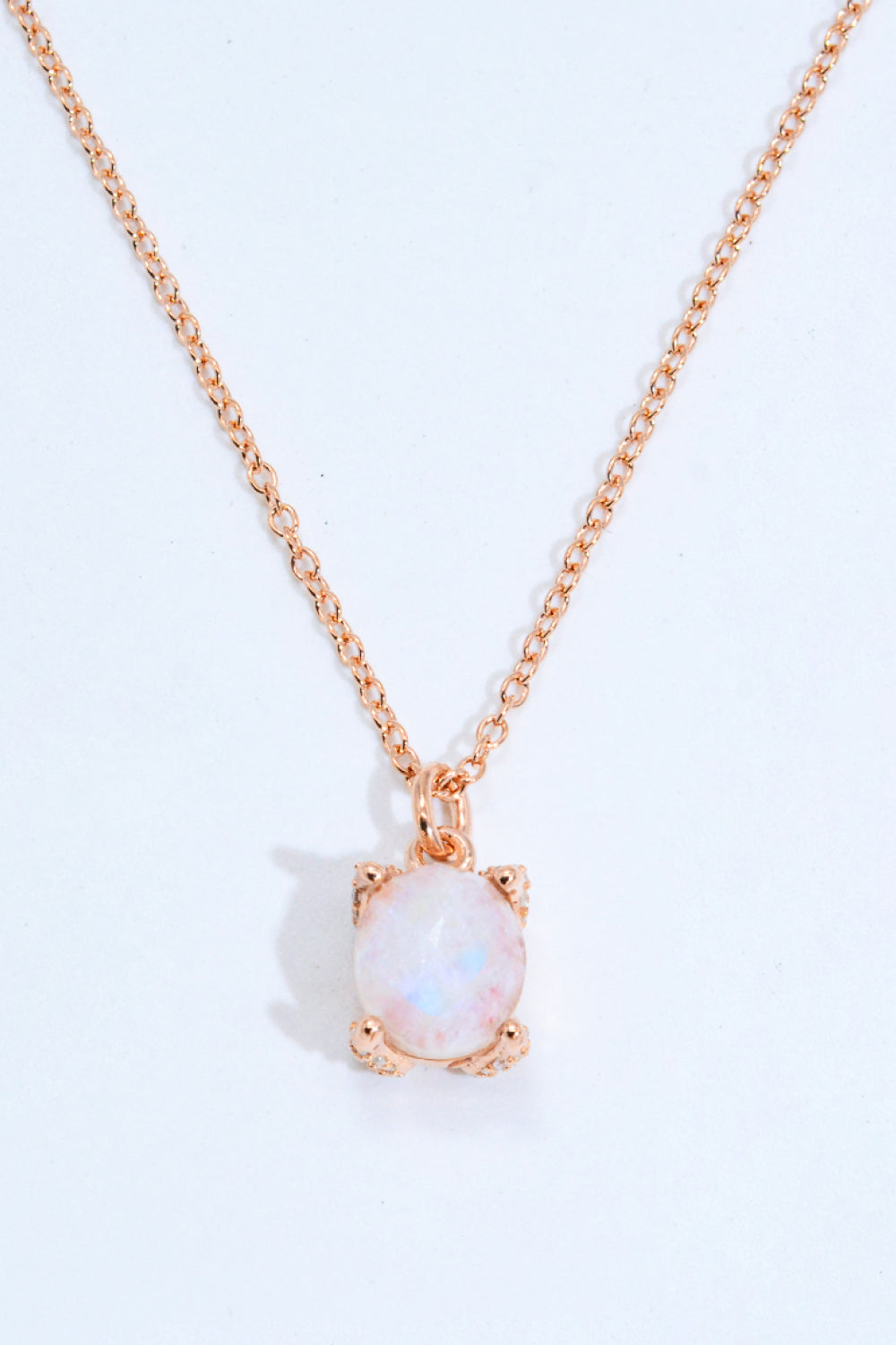 Platinum-Plated Natural Moonstone Pendant Necklace