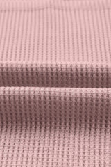 Waffle-Knit Dropped Shoulder Notched Top