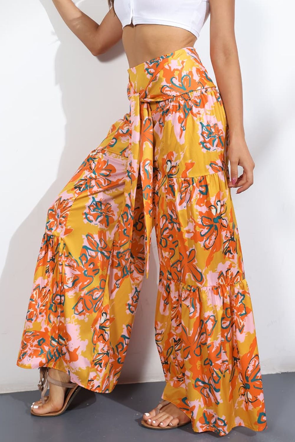 Culotte taille haute nouée imprimée