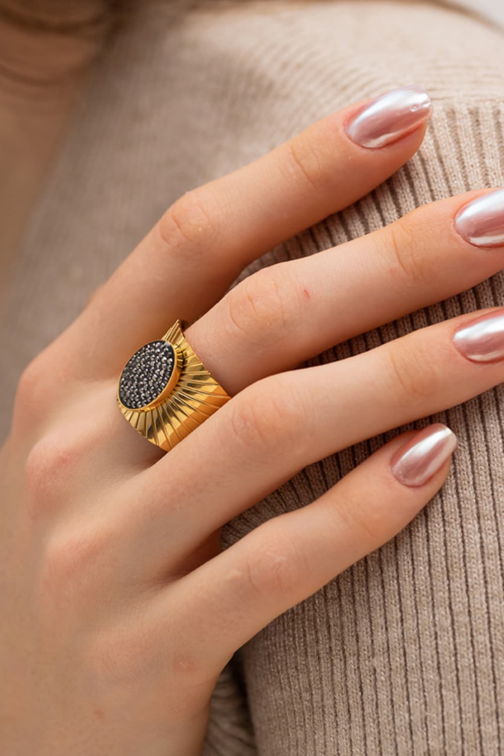 Wide BStainless Steel Open Ring