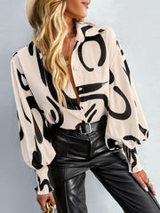 Chemise boutonnée à manches lanternes imprimées