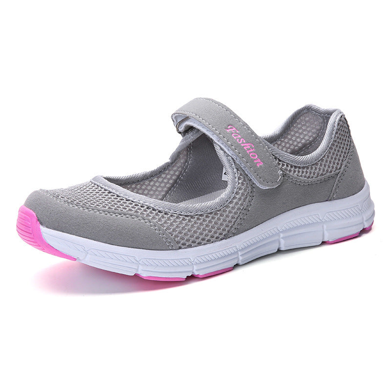 Women's Breathable Dancing Walking Mom Flat Hollowed